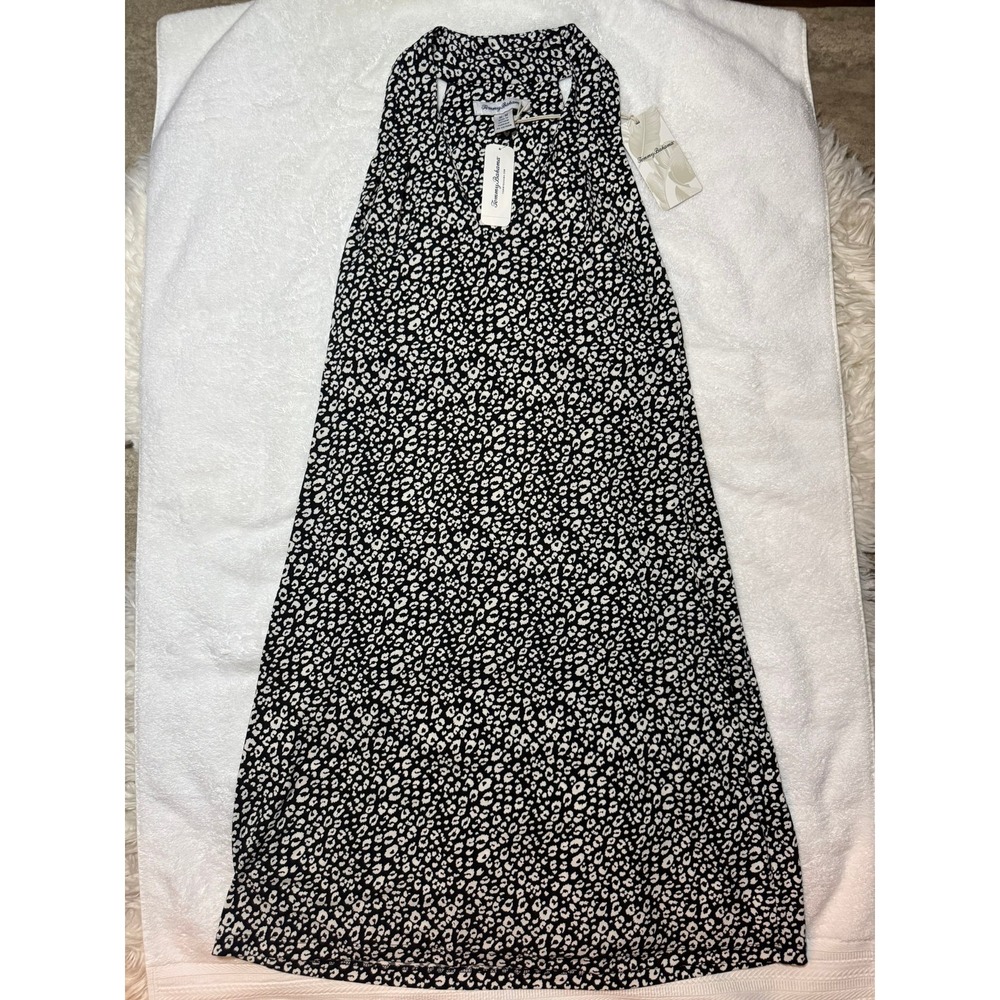 NWT Tommy Bahama Sandy Spots Short Dress Women's Medium Black White Leopard